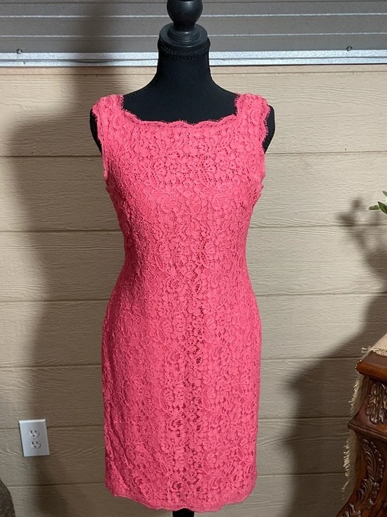 Adrianna Papell Dresses & Skirts - Adrianna Papell Coral Pink Lace Sheath Dress